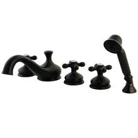 Thumbnail for Kingston Brass KS33355AX Roman Tub Faucet with Hand Shower, Oil Rubbed Bronze - BNGBath