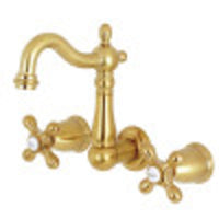 Thumbnail for Kingston Brass KS1227AX 8-Inch Center Wall Mount Bathroom Faucet, Brushed Brass - BNGBath