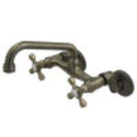 Thumbnail for Kingston Brass KS213AB Kingston Two Handle Wall Mount Kitchen Faucet, Antique Brass - BNGBath