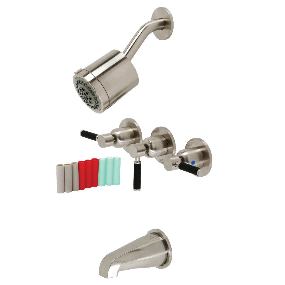 Kingston Brass KBX8138DKL Kaiser Three-Handle Tub and Shower Faucet, Brushed Nickel - BNGBath