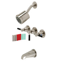 Thumbnail for Kingston Brass KBX8138DKL Kaiser Three-Handle Tub and Shower Faucet, Brushed Nickel - BNGBath