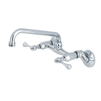 Thumbnail for Kingston Brass KS300C Two-Handle Adjustable Center Wall Mount Kitchen Faucet, Polished Chrome - BNGBath