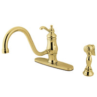 Thumbnail for Kingston Brass KS1572TLBS Single-Handle Kitchen Faucet, Polished Brass - BNGBath