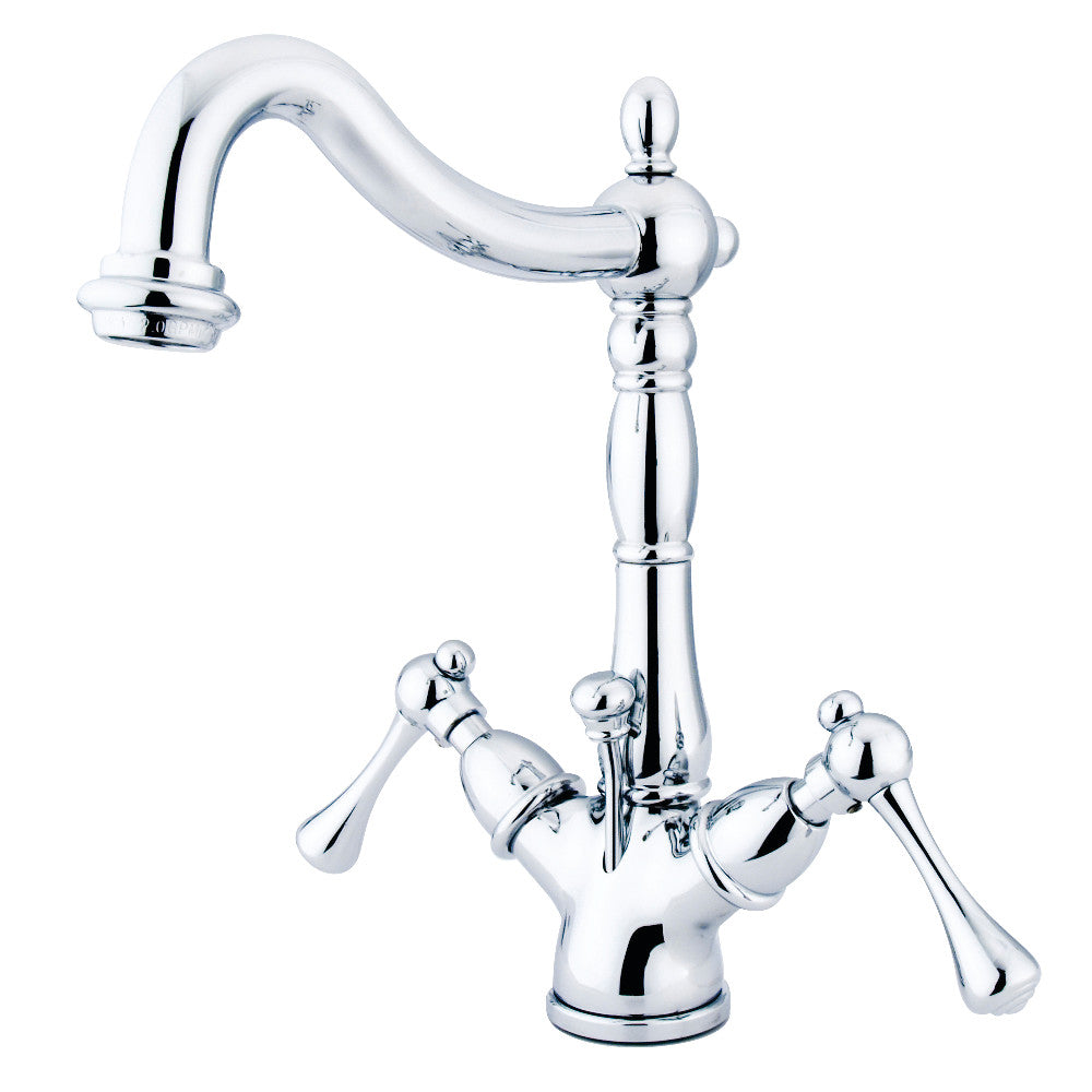 Kingston Brass KS1431BL Heritage Two-Handle Bathroom Faucet with Brass Pop-Up and Cover Plate, Polished Chrome - BNGBath