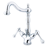 Thumbnail for Kingston Brass KS1431BL Heritage Two-Handle Bathroom Faucet with Brass Pop-Up and Cover Plate, Polished Chrome - BNGBath