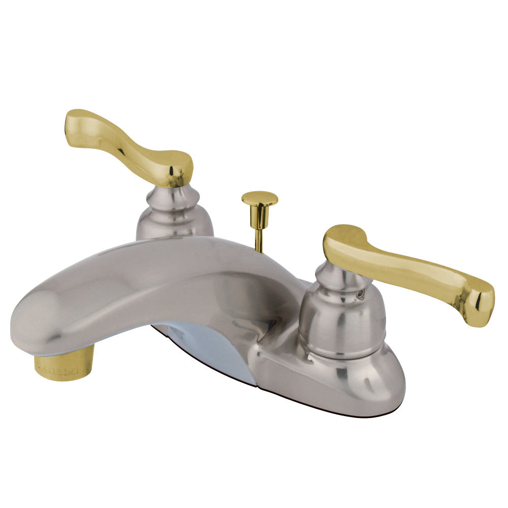 Kingston Brass KB8629FL 4 in. Centerset Bathroom Faucet, Brushed Nickel/Polished Brass - BNGBath