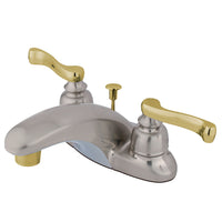 Thumbnail for Kingston Brass KB8629FL 4 in. Centerset Bathroom Faucet, Brushed Nickel/Polished Brass - BNGBath