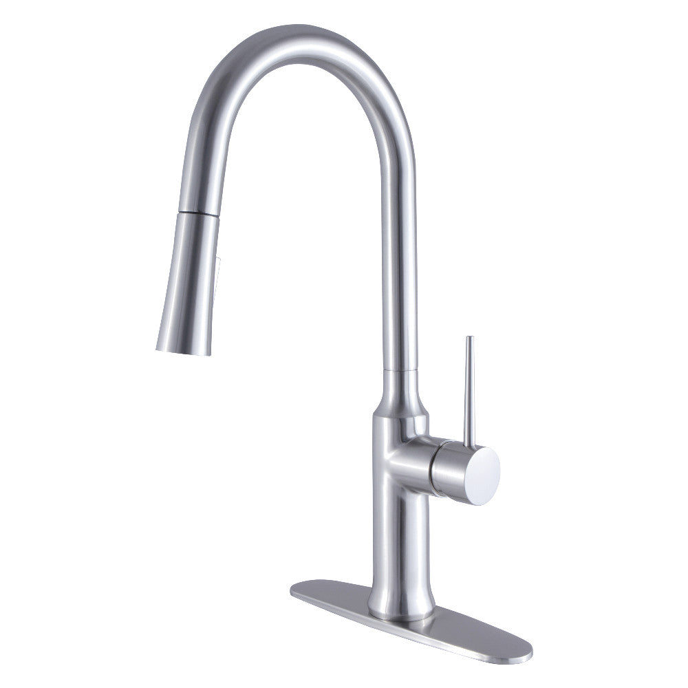 Gourmetier LS2728NYL Single-Handle Pull-Down Kitchen Faucet, Brushed Nickel - BNGBath