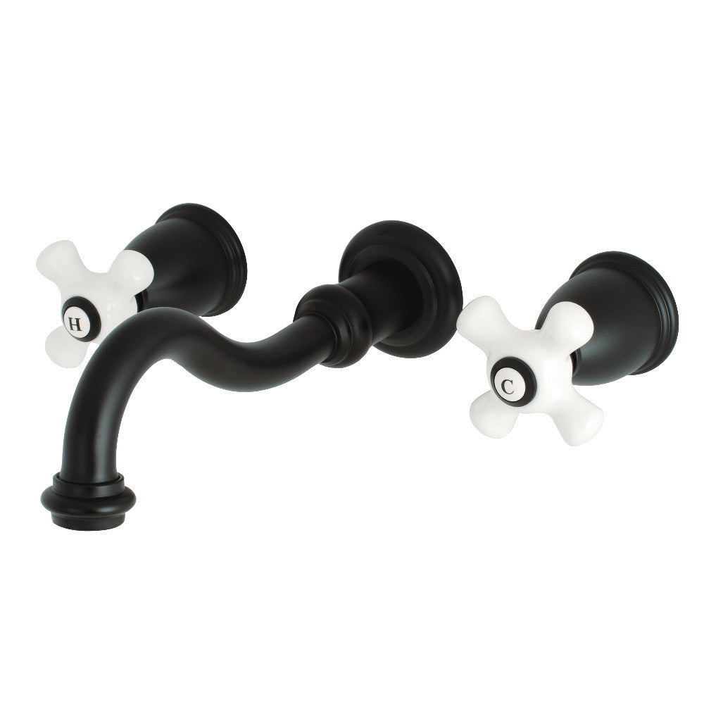 Kingston Brass KS3020PX Restoration Two-Handle Wall Mount Tub Faucet, Matte Black - BNGBath