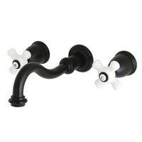 Thumbnail for Kingston Brass KS3020PX Restoration Two-Handle Wall Mount Tub Faucet, Matte Black - BNGBath