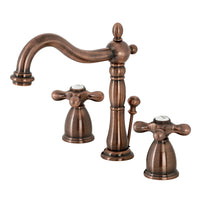 Thumbnail for Kingston Brass KB197AXAC Heritage Widespread Bathroom Faucet with Brass Pop-Up, Antique Copper - BNGBath