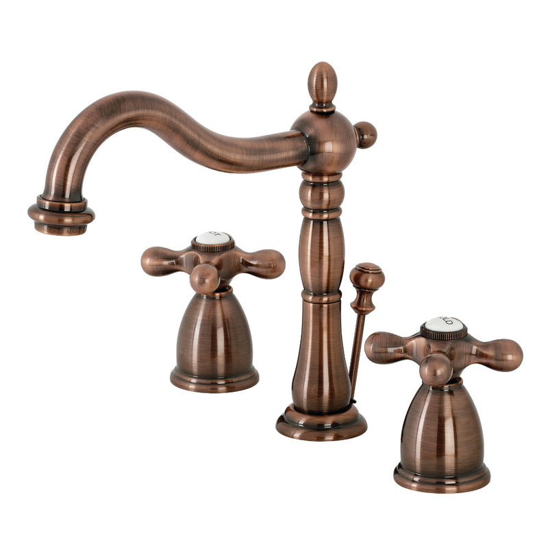 Kingston Brass KB197AXAC Heritage Widespread Bathroom Faucet with Brass Pop-Up, Antique Copper - BNGBath