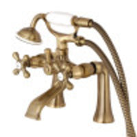 Thumbnail for Kingston Brass KS268AB Kingston Clawfoot Tub Faucet with Hand Shower, Antique Brass - BNGBath