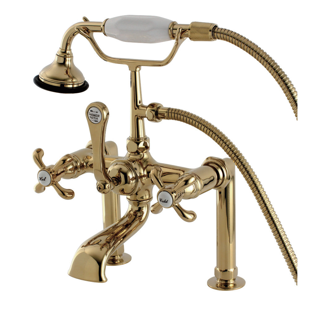 Aqua Vintage AE103T2TX French Country Deck Mount Clawfoot Tub Faucet, Polished Brass - BNGBath