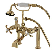 Thumbnail for Aqua Vintage AE103T2TX French Country Deck Mount Clawfoot Tub Faucet, Polished Brass - BNGBath