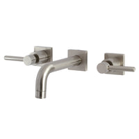 Thumbnail for Kingston Brass KS6128DL Concord Two-Handle Wall Mount Bathroom Faucet, Brushed Nickel - BNGBath