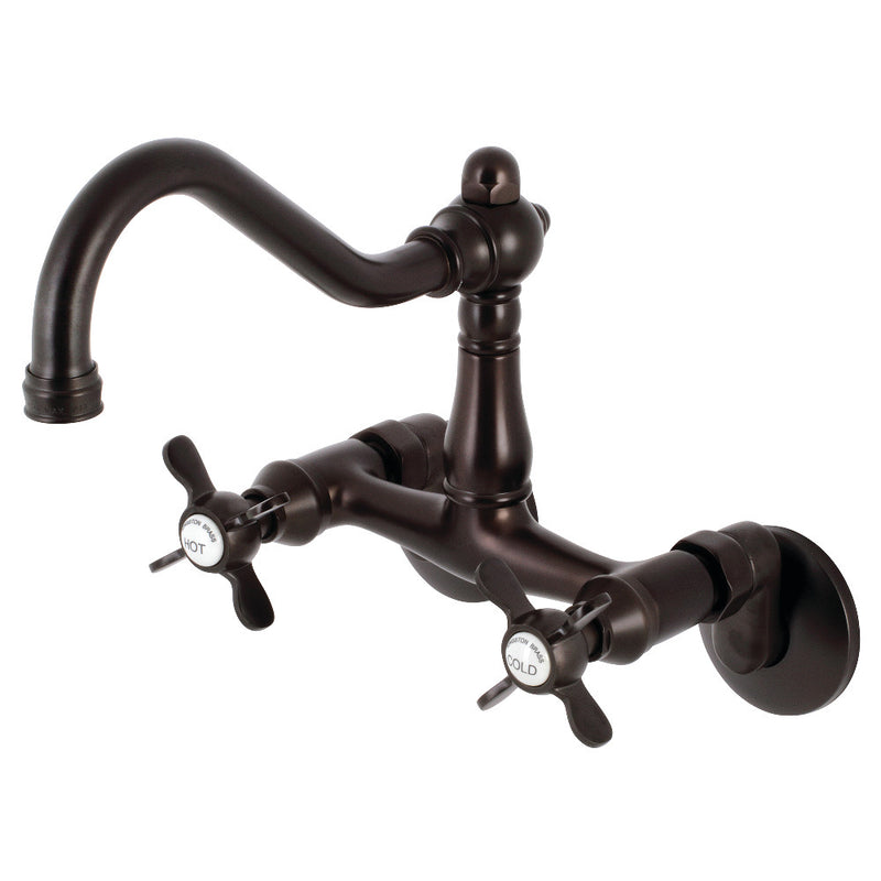 Kingston Brass KS3225BEX 6-Inch Adjustable Center Wall Mount Kitchen Faucet, Oil Rubbed Bronze - BNGBath