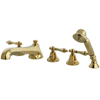 Thumbnail for Kingston Brass KS43025AL Roman Tub Faucet with Hand Shower, Polished Brass - BNGBath