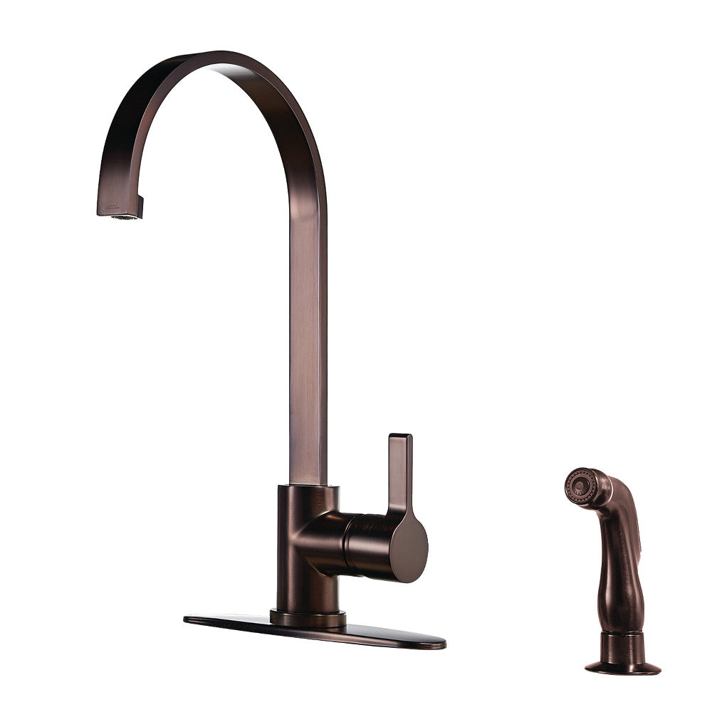 Gourmetier LS8715CTLSP Continental Single-Handle Kitchen Faucet with Side Sprayer, Oil Rubbed Bronze - BNGBath