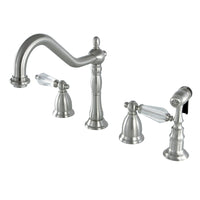 Thumbnail for Kingston Brass KS1798WLLBS Widespread Kitchen Faucet, Brushed Nickel - BNGBath