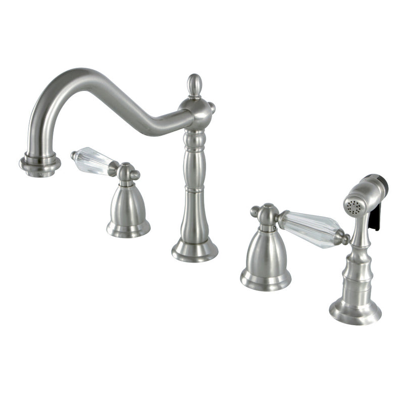 Kingston Brass KS1798WLLBS Widespread Kitchen Faucet, Brushed Nickel - BNGBath