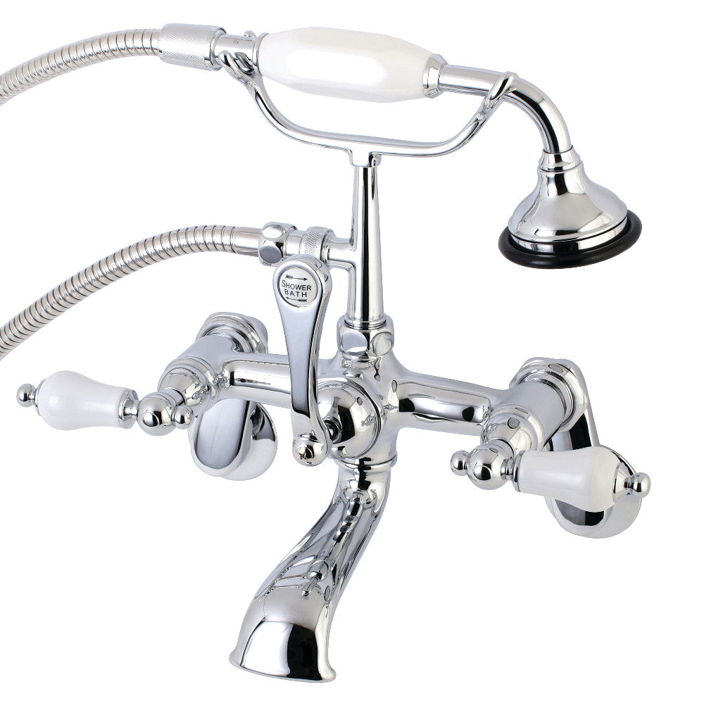 Kingston Brass AE56T1 Aqua Vintage Wall Mount Tub Faucet with Hand Shower, Polished Chrome - BNGBath