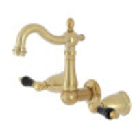 Thumbnail for Kingston Brass KS1227PKL Duchess Two-Handle Wall Mount Bathroom Faucet, Brushed Brass - BNGBath