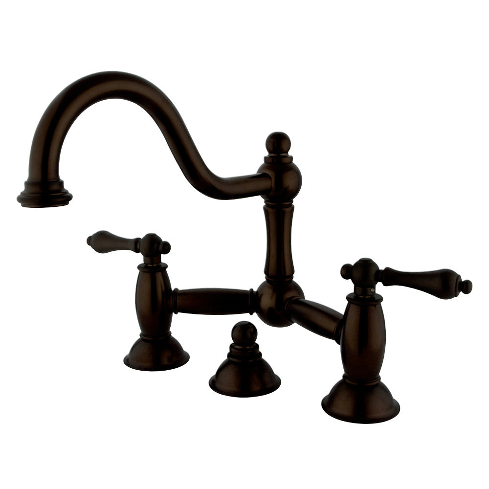 Kingston Brass KS3915AL Restoration Bathroom Bridge Faucet, Oil Rubbed Bronze - BNGBath