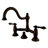 Thumbnail for Kingston Brass KS3915AL Restoration Bathroom Bridge Faucet, Oil Rubbed Bronze - BNGBath
