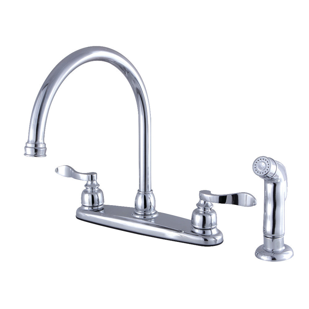 Kingston Brass FB791NFLSP NuWave French 8-Inch Centerset Kitchen Faucet with Sprayer, Polished Chrome - BNGBath