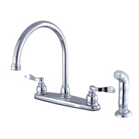 Thumbnail for Kingston Brass FB791NFLSP NuWave French 8-Inch Centerset Kitchen Faucet with Sprayer, Polished Chrome - BNGBath