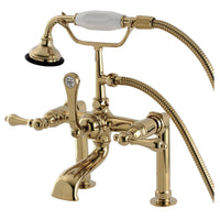 Thumbnail for Kingston Brass AE103T2 Auqa Vintage Deck Mount Clawfoot Tub Faucet, Polished Brass - BNGBath