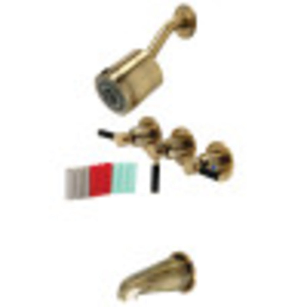 Kingston Brass KBX8133DKL Kaiser Three-Handle Tub and Shower Faucet, Antique Brass - BNGBath