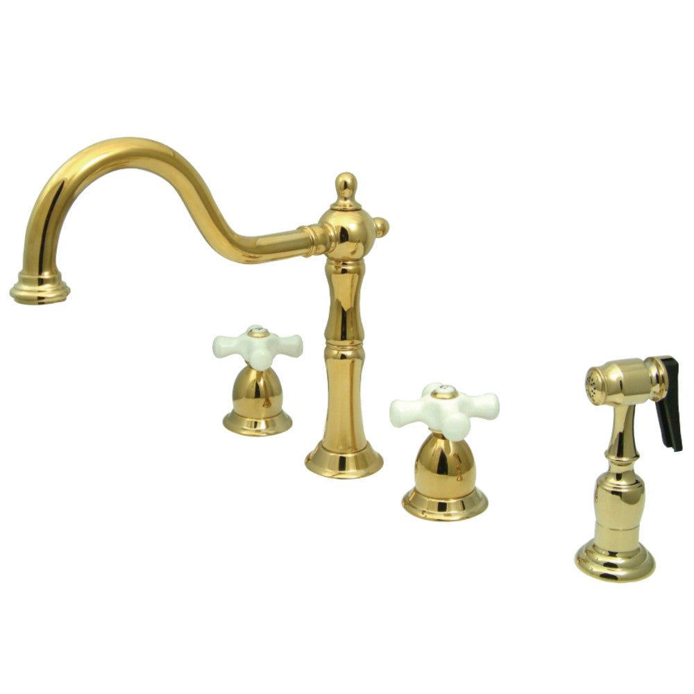 Kingston Brass KB1792PXBS Widespread Kitchen Faucet, Polished Brass - BNGBath