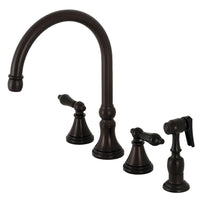 Thumbnail for Kingston Brass KS2795PKLBS Duchess Widespread Kitchen Faucet with Brass Sprayer, Oil Rubbed Bronze - BNGBath