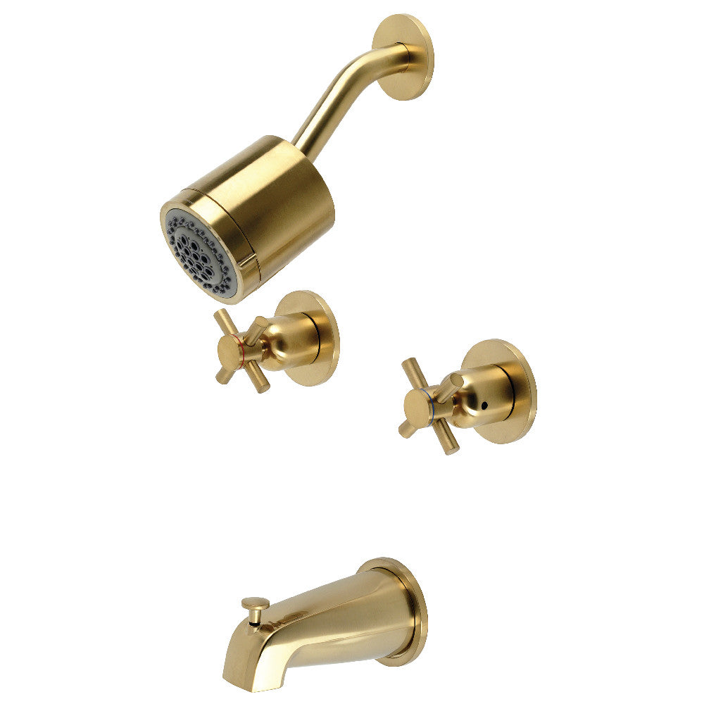 Kingston Brass KBX8147DX Concord Two-Handle Tub and Shower Faucet, Brushed Brass - BNGBath