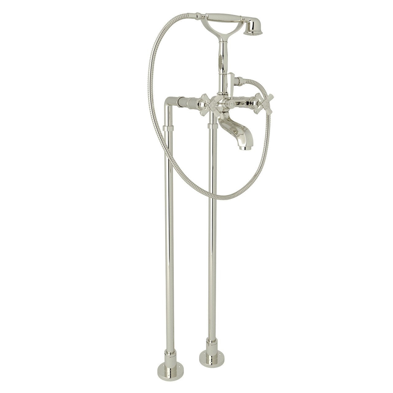 ROHL Palladian Exposed Floor Mount Tub Filler with Handshower and Floor Pillar Legs or Supply Unions - BNGBath