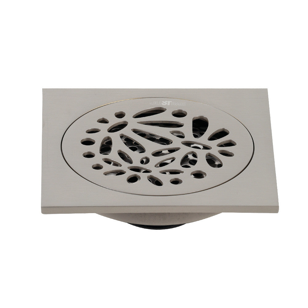 Kingston Brass BSF6360BN Watercourse Floral 4" Square Grid Shower Drain, Brushed Nickel - BNGBath
