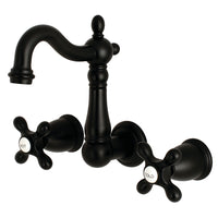 Thumbnail for Kingston Brass KS1220AX 8-Inch Center Wall Mount Bathroom Faucet, Matte Black - BNGBath