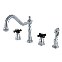 Thumbnail for Kingston Brass KB1791PKXBS Widespread Kitchen Faucet, Polished Chrome - BNGBath