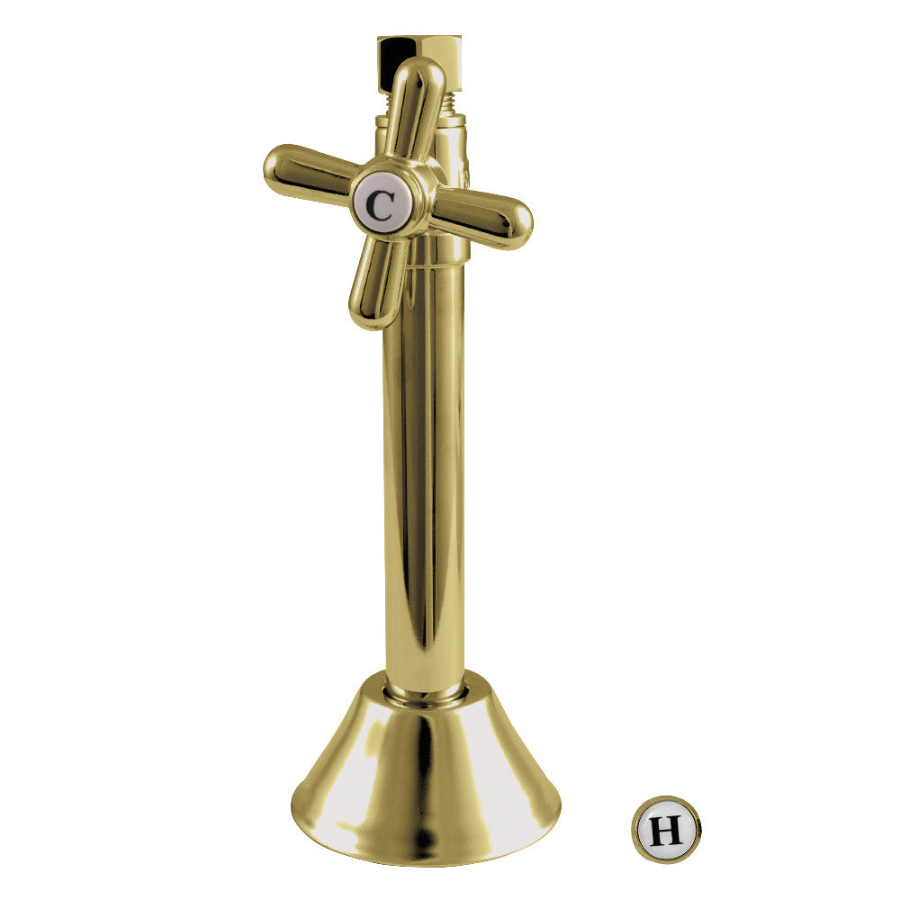 Kingston Brass CC83252X 1/2" Sweat x 3/8" OD Comp Straight Shut-Off Valve with 5" Extension, Polished Brass - BNGBath