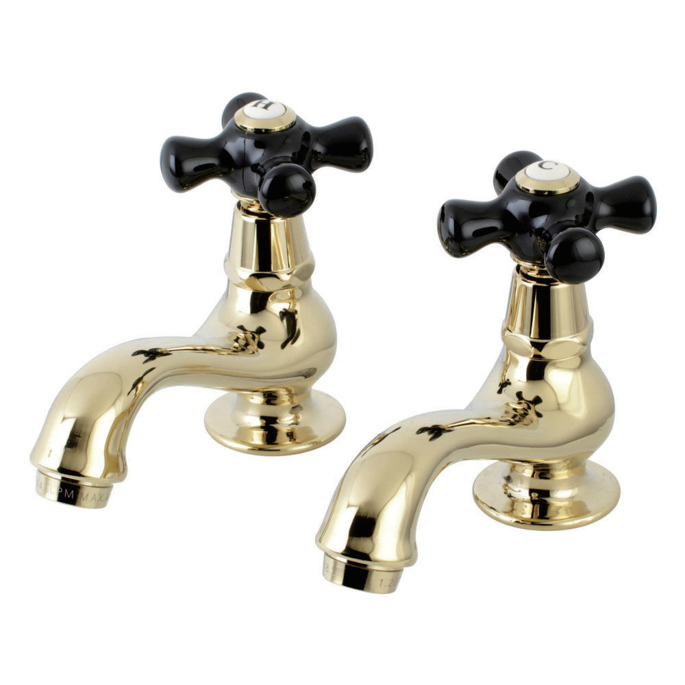Kingston Brass KS1102PKX Basin Tap Faucet with Cross Handle, Polished Brass - BNGBath