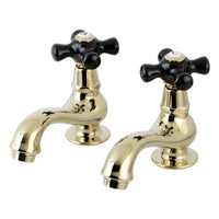 Thumbnail for Kingston Brass KS1102PKX Basin Tap Faucet with Cross Handle, Polished Brass - BNGBath