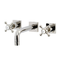 Thumbnail for Kingston Brass KS6126BX Metropolitan Two-Handle Wall Mount Bathroom Faucet, Polished Nickel - BNGBath