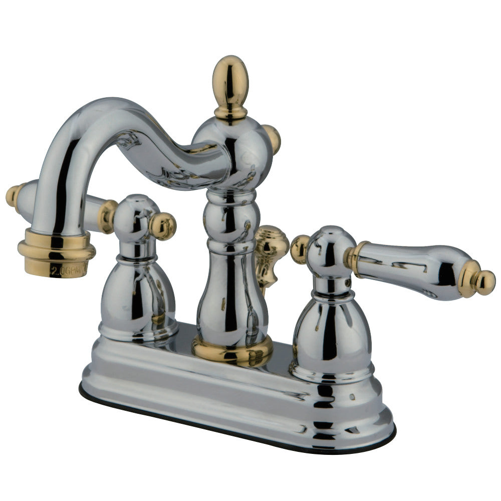 Kingston Brass KB1604AL Heritage 4 in. Centerset Bathroom Faucet, Polished Chrome/Polished Brass - BNGBath