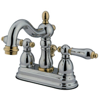 Thumbnail for Kingston Brass KB1604AL Heritage 4 in. Centerset Bathroom Faucet, Polished Chrome/Polished Brass - BNGBath