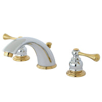 Thumbnail for Kingston Brass KB3974BL 8 in. Widespread Bathroom Faucet, Polished Chrome/Polished Brass - BNGBath