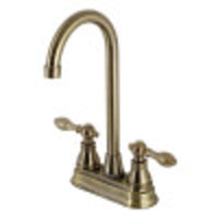 Thumbnail for Kingston Brass KB493ACL American Classic Two-Handle High-Arc Bar Faucet, Antique Brass - BNGBath