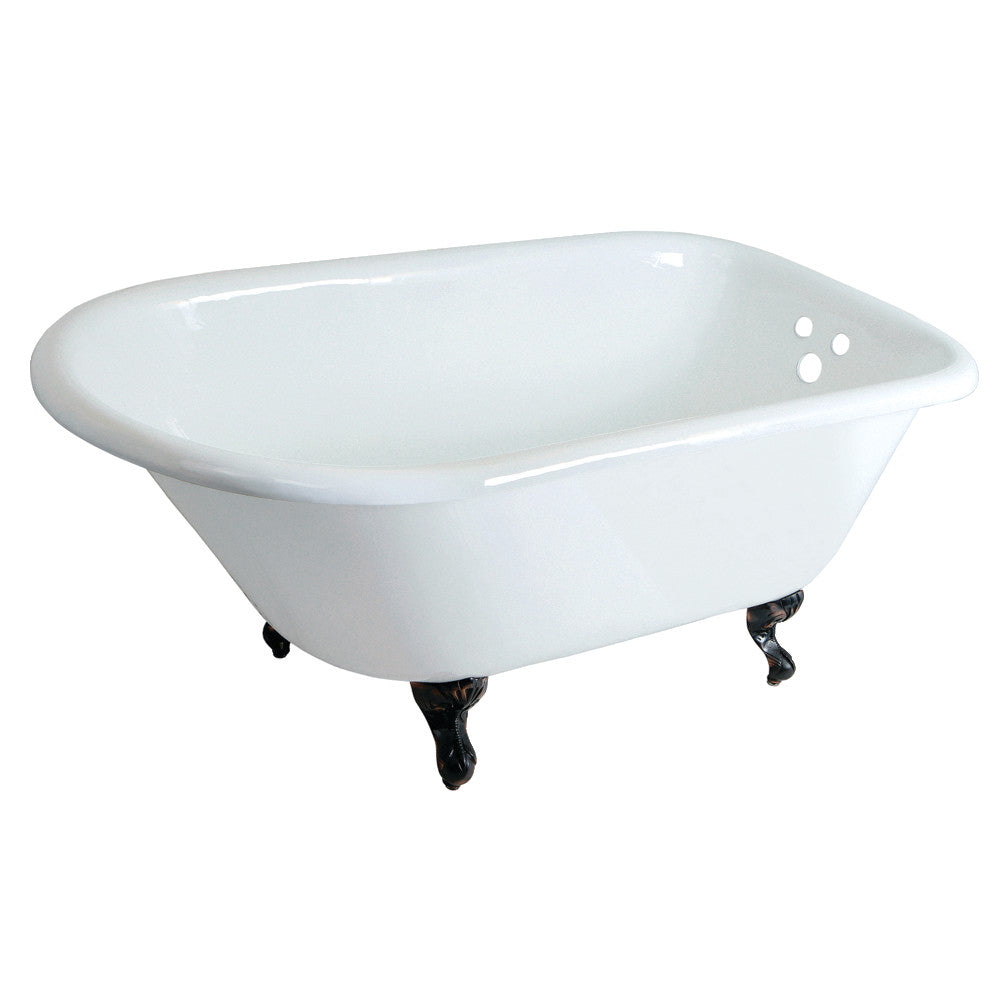Aqua Eden VCT3D483018NT5 48-Inch Cast Iron Roll Top Clawfoot Tub with 3-3/8 Inch Wall Drillings, White/Oil Rubbed Bronze - BNGBath