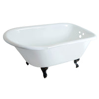 Thumbnail for Aqua Eden VCT3D483018NT5 48-Inch Cast Iron Roll Top Clawfoot Tub with 3-3/8 Inch Wall Drillings, White/Oil Rubbed Bronze - BNGBath